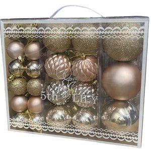 46ct Shatterproof Christmas Ball Ornaments for Xmas Tree, Champagne NEW W DEFECT